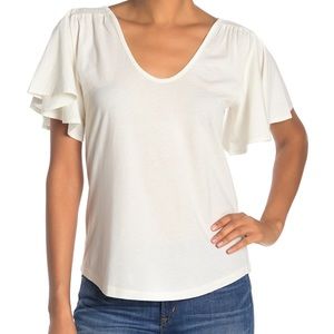 NWT J CREW flutter sleeve smocked tee shirt